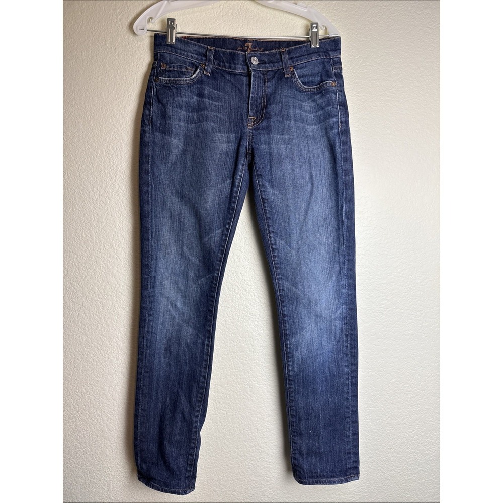 7 For All Mankind Roxanne Slim Fit Jeans Womens Sz 27 Medium Wash Dark Blue SFAM